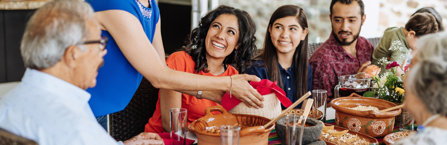 Family enjoys shared meal