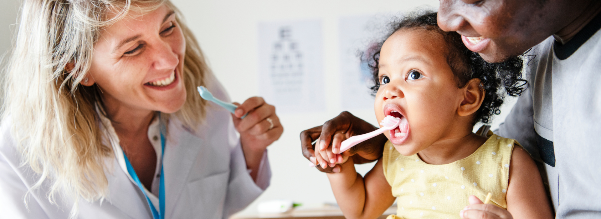 child learns how to brush teeth