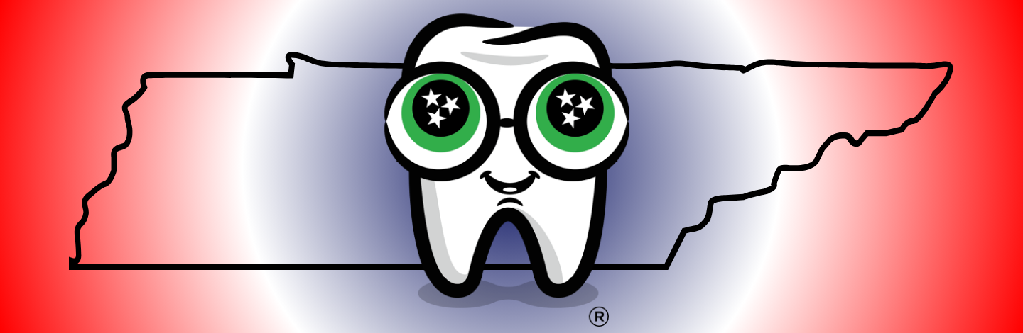 Dennis the tooth over state of Tennessee outline