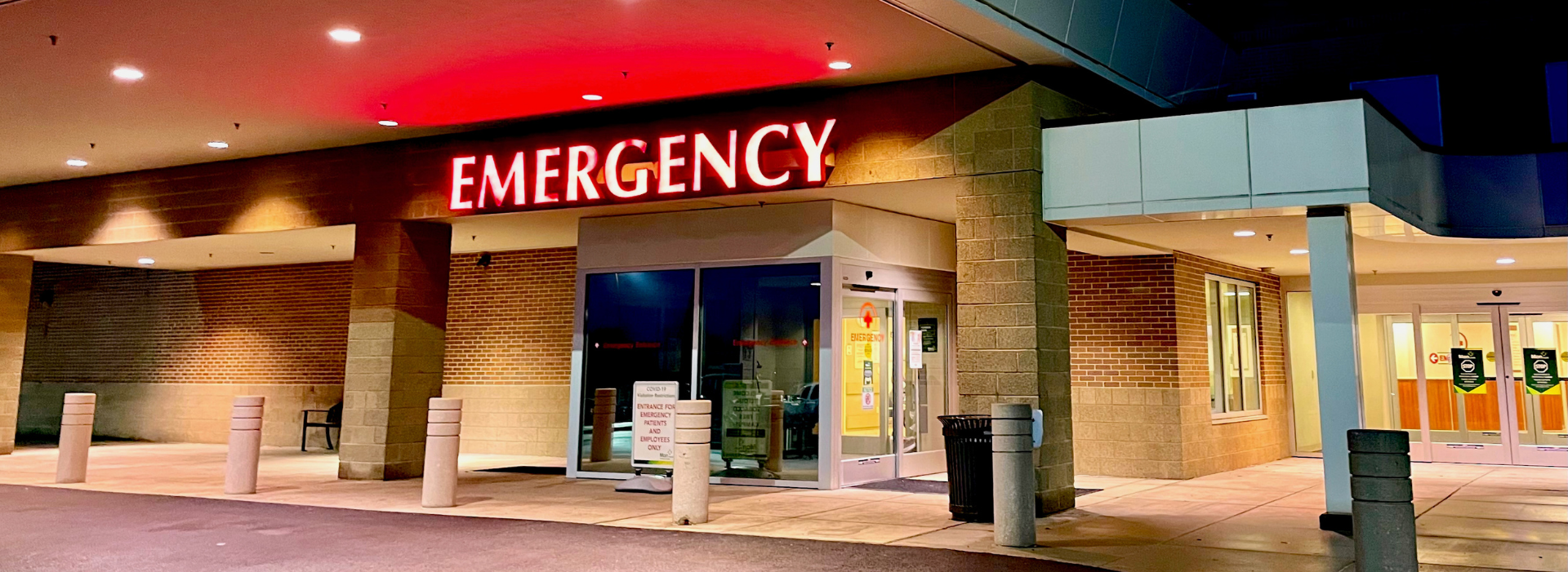 emergency room front entrance at night