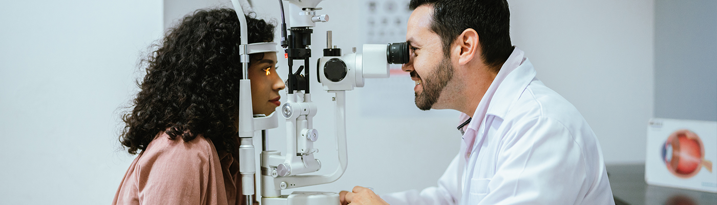 Eye exam given to young woman